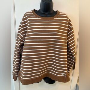 Orvis long-sleeve striped pullover top brown and off-white Women’s Large